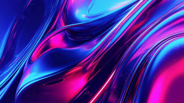 Illustration abstraite futuriste aux lumi&egrave;res n&eacute;on et courbes fluides