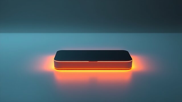 Modern minimalist communication device with sleek rectangular design and glowing edges.