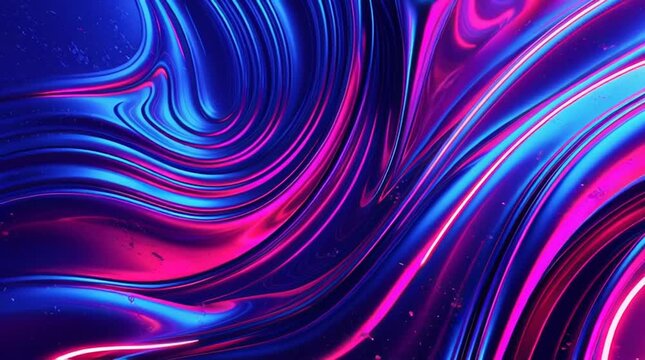 Illustration abstraite futuriste aux lumi&egrave;res n&eacute;on et courbes fluides