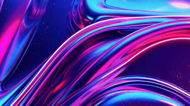 Illustration abstraite futuriste aux lumi&egrave;res n&eacute;on et courbes fluides