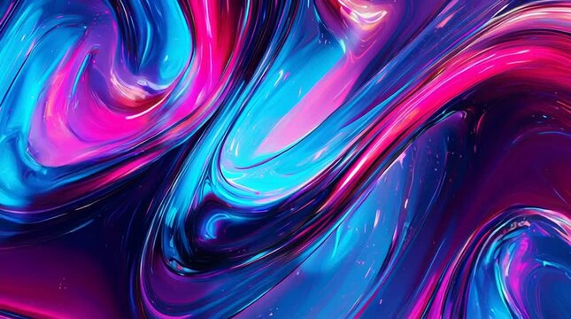 Illustration abstraite futuriste aux lumi&egrave;res n&eacute;on et courbes fluides