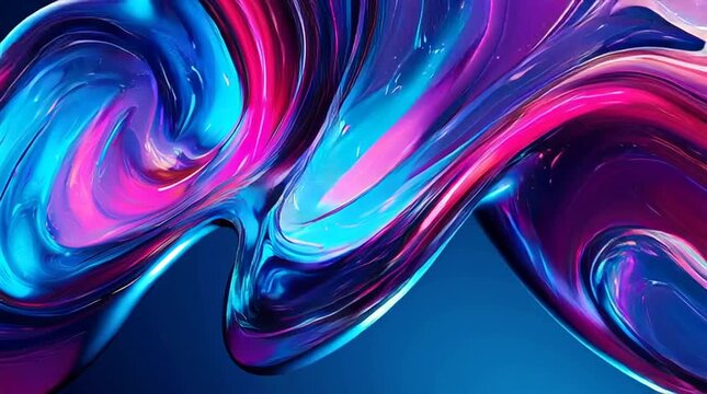 Illustration abstraite futuriste aux lumi&egrave;res n&eacute;on et courbes fluides
