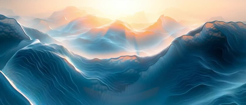 Fond d&rsquo;&eacute;cran abstrait aquatique avec vagues fluides et reflets lumineux