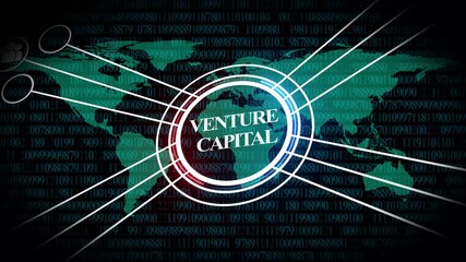 Venture capital concept with digital data and world map overlay business finance - Powered by Adobe