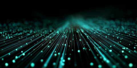 Blue glowing data wave particles with futuristic luminous flow
