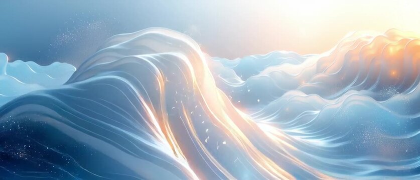 Fond d&rsquo;&eacute;cran abstrait aquatique avec vagues fluides et reflets lumineux