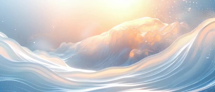 Fond d&rsquo;&eacute;cran abstrait aquatique avec vagues fluides et reflets lumineux