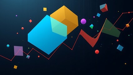 Abstract data visualization with vibrant geometric shapes, symbolizing business analytics on a dark background.