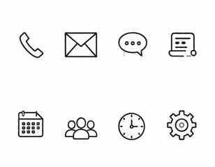 Office and Communication Icon Set – Minimalist Flat Line Vector Collection