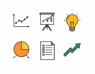 Business Infographic Icon Set – Flat Minimal Line Vector Collection