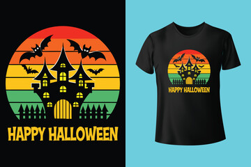 Happy Halloween typography with bats and pumpkin. Halloween t shirt design. vector illustration.