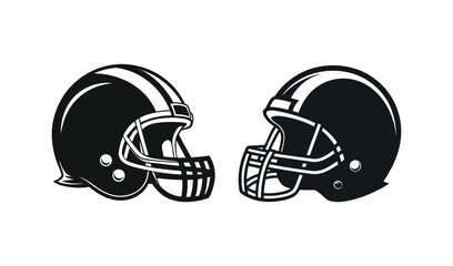 Naklejka premium Two black american football helmets facing each other