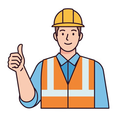 Building a Brighter Future: An engineer, garbed in safety gear, confidently extends a thumbs-up, a symbol of unwavering support for construction excellence.