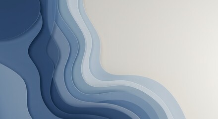 Fluid waves in shades of blue abstract art digital design calm environment aesthetic perspective