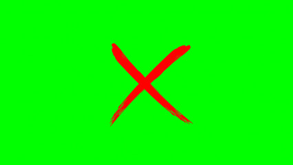 Red Cross Mark on Green Screen Background – Wrong, Error, or Cancel Symbol