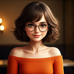A portrait of a youthful character set against a serene1