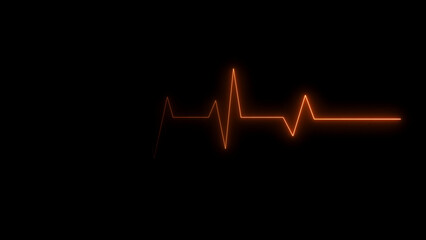 Orange Neon Heartbeat Line on Black Background pulse