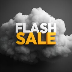 Promotional text 'Flash Sale' on gray cloud background  , design banner sale concept  