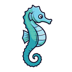 Fototapeta premium Seahorse cartoon character isolated on a white background