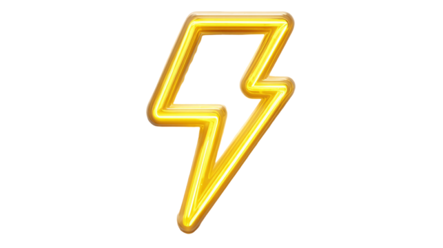 Golden Lightning Bolt Symbol for Energy, Power, and Speed