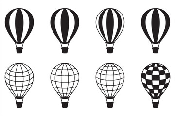 Hot Air Balloon Vector Icons – Minimalist Line Art for Travel and Adventure
