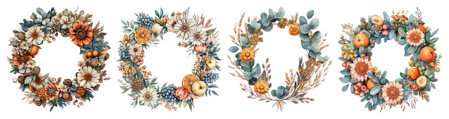 Fototapeta premium Vintage floral wreath collection