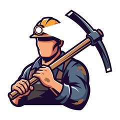 Obraz premium The Mining Hero: A resolute miner stands proudly with his pickaxe, wearing a protective helmet, embodies the essence of labor, dedication, and unwavering commitment within the underground.