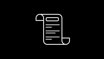 White line art of a bill on black background receipt