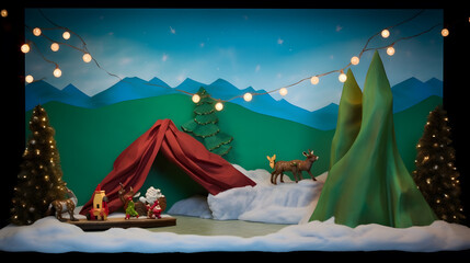 Winter wonderland with fairy lights