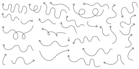 Hand drawn arrow vector icons set. sketch arrow design for business plan and education.	