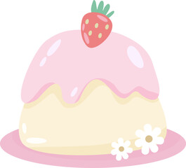 Cute strawberry pudding illustration 