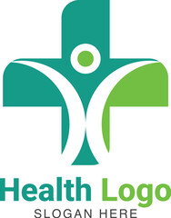Health and Medical Logo Design – Cross with Human Figure