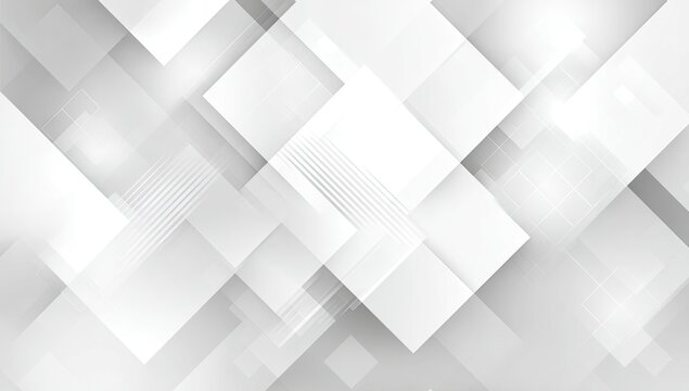 Abstract geometric background with overlapping squares in varying shades of gray and white