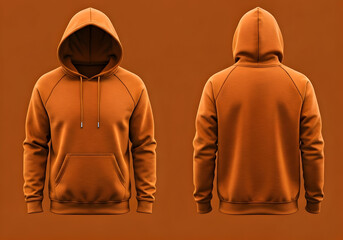 A versatile orange hoodie mockup perfect for apparel presentations or custom design previews. Ideal for showcasing a solid color or layering option