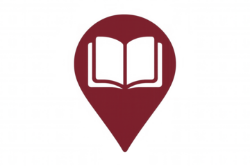 Red book location placeholder icon on a transparent background, perfect for educational or library-related projects