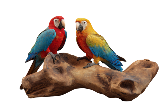 Colorful_parrots_on_wooden_perch