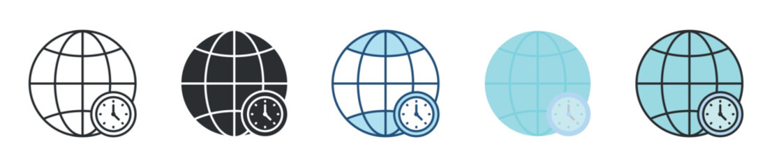 Time Zone Icon Set Multiple Style Collection