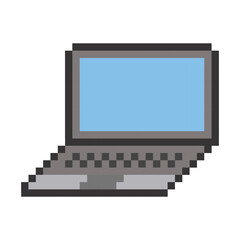 Laptop illustration with pixel design. Isolated icon on white background