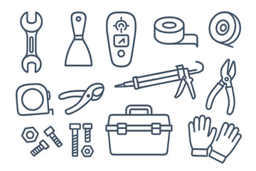 Collection of essential tools and supplies for home improvement projects and repairs