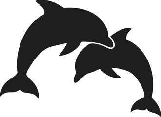 Obraz premium Simple Black Silhouette Dolphin Marine Animal Illustration for Graphic Design