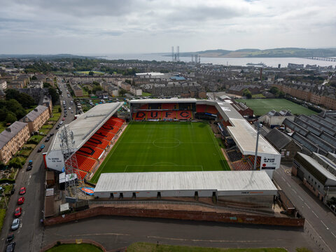 An aerial view of Tannadice, home of Dundee United Football Club in Dundee, Scotland