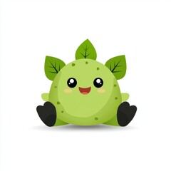 Fototapeta premium a charming baby forest dryad clipart, tree spirit character, kawaii style, soft earthy tones, isolated on white background