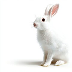 Obraz premium a cute snow hare clipart, arctic animal artwork, hand-drawn style, white and grey tones, isolated on white background