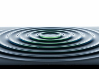 Concentric Water Ripples with Green and Blue Tones on a White Background