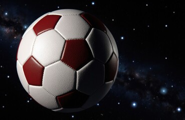 Naklejka premium A soccer ball floats in space against a starry background