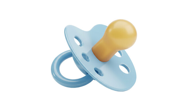 3d baby pacifier light blue and yellow colour isolated on white - Powered by Adobe
