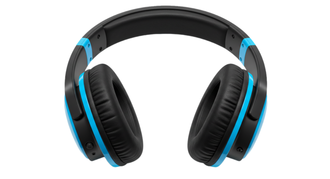 3d blue and black headphone icon