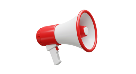 3d red and white microphone speaker icon