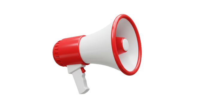 3d red and white microphone speaker icon