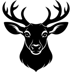Fototapeta premium Elegant black and white deer head silhouette perfect for logo design, branding, and minimalist graphic projects, evoking nature and wildlife.